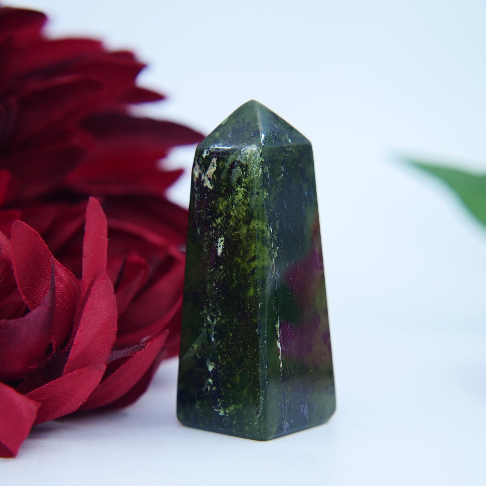 Green Transparent Serpentine Tower — 56g (Pakistan) - Positive Faith Hope Love