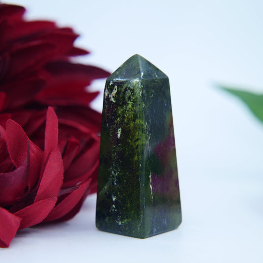Green Transparent Serpentine Tower — 56g (Pakistan) - Positive Faith Hope Love