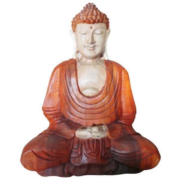Polished Hand Carved Buddha Statue - 30cm Hand Down featuring natural patterning and unique variations - Positive Faith Hope Love