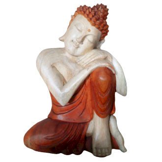 Hand Carved Buddha Statue - 30cm Thinking - Positive Faith Hope Love