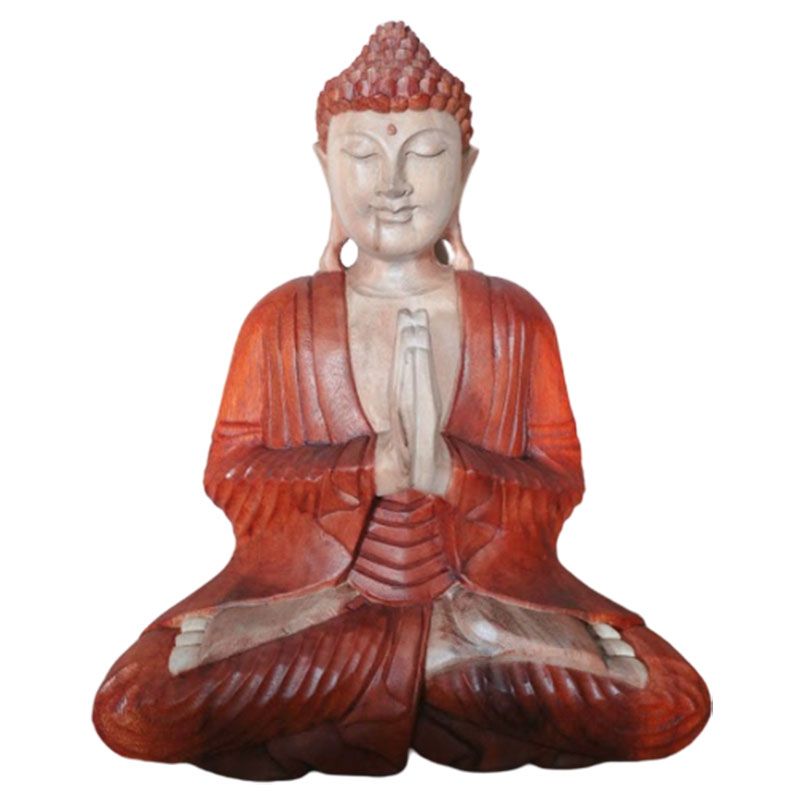 Polished Hand Carved Buddha Statue - 40cm Welcome featuring natural patterning and unique variations - Positive Faith Hope Love