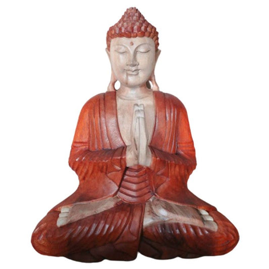 Polished Hand Carved Buddha Statue - 40cm Welcome featuring natural patterning and unique variations - Positive Faith Hope Love