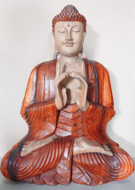 Polished Hand Carved Buddha Statue 60Cm Two Hands featuring natural patterning and unique variations - Positive Faith Hope Love
