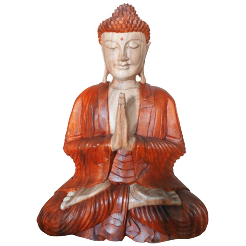 Polished Hand Carved Buddha Statue - 60cm Welcome featuring natural patterning and unique variations - Positive Faith Hope Love