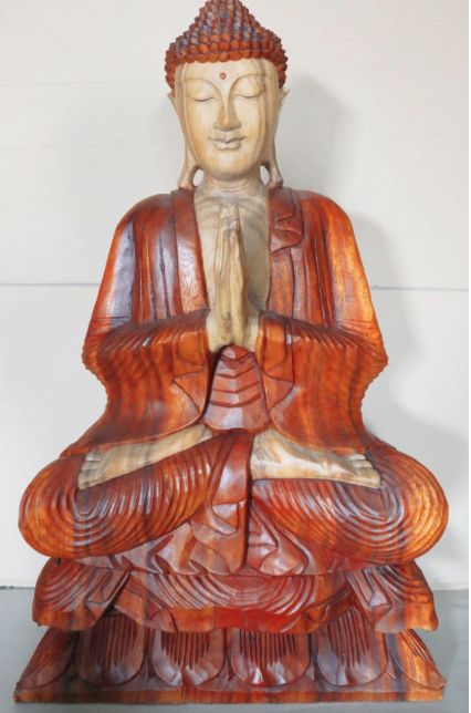 Polished Hand Carved Buddha Statue 80Cm Welcome featuring natural patterning and unique variations - Positive Faith Hope Love