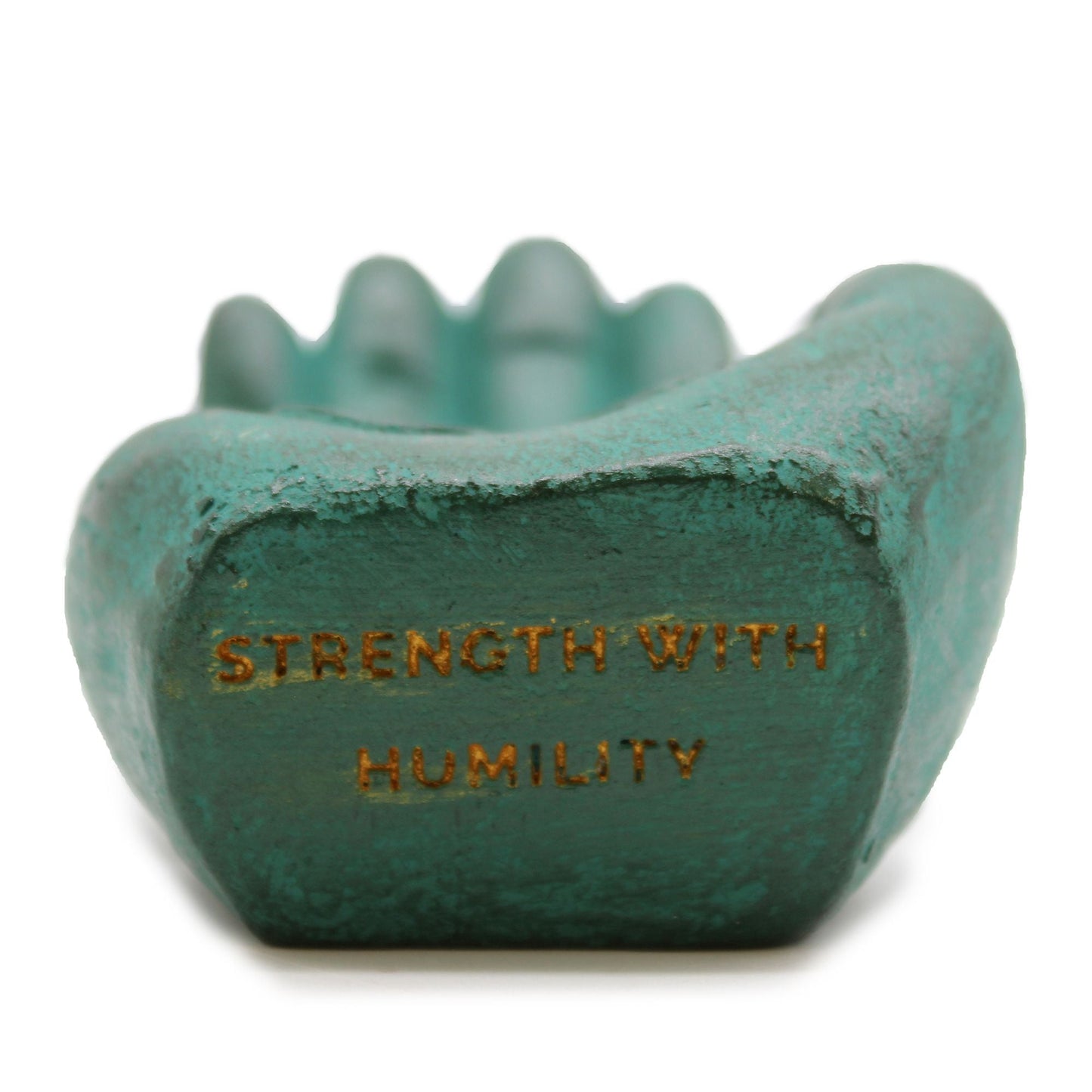 Polished Hand Incense Burner Strength Green featuring natural patterning and unique variations - Positive Faith Hope Love