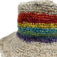 Polished Hand Knited Hemp Cotton Boho Festival Hat Rainbow featuring natural patterning and unique variations - Positive Faith Hope Love