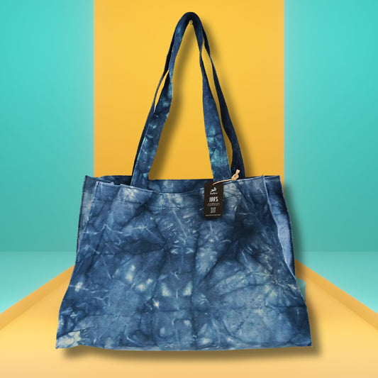 Polished Handy Bag Deep Sea Blue Stonewash Effect featuring natural patterning and unique variations - Positive Faith Hope Love