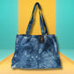 Polished Handy Bag Deep Sea Blue Stonewash Effect featuring natural patterning and unique variations - Positive Faith Hope Love