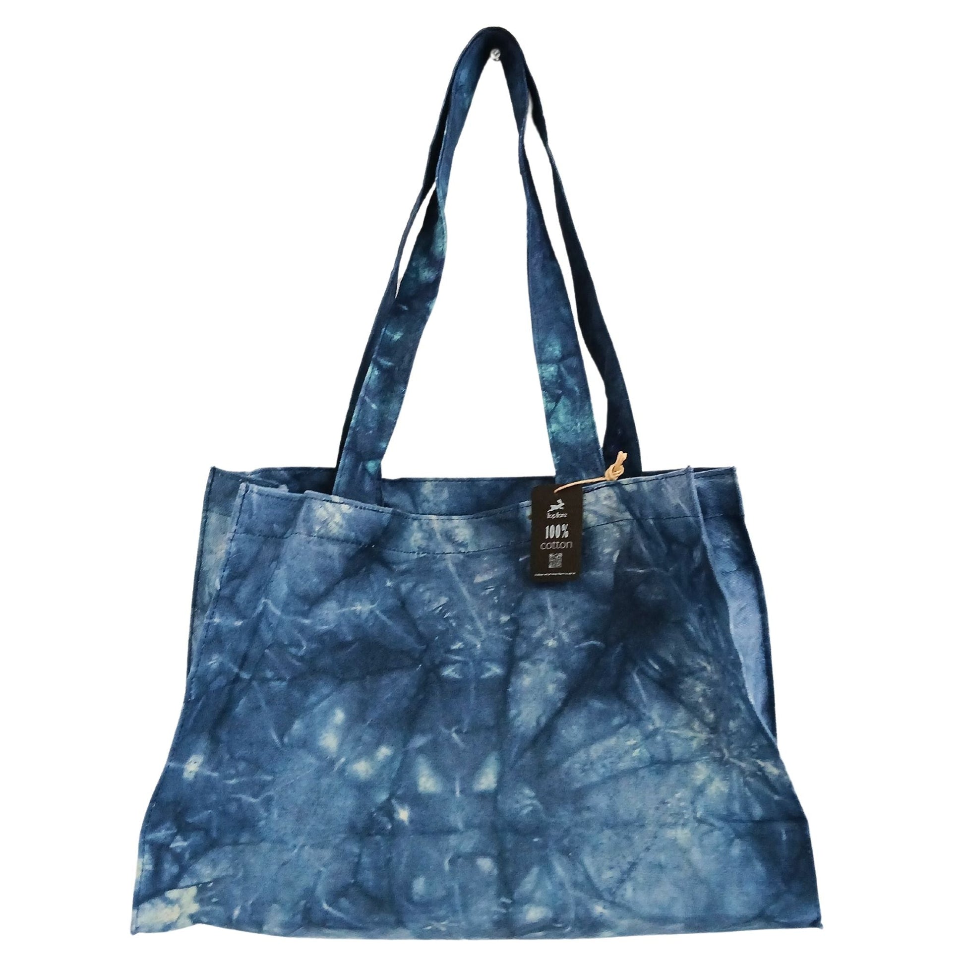 Polished Handy Bag - Deep Sea Blue Stonewash Effect featuring natural patterning and unique variations - Positive Faith Hope Love