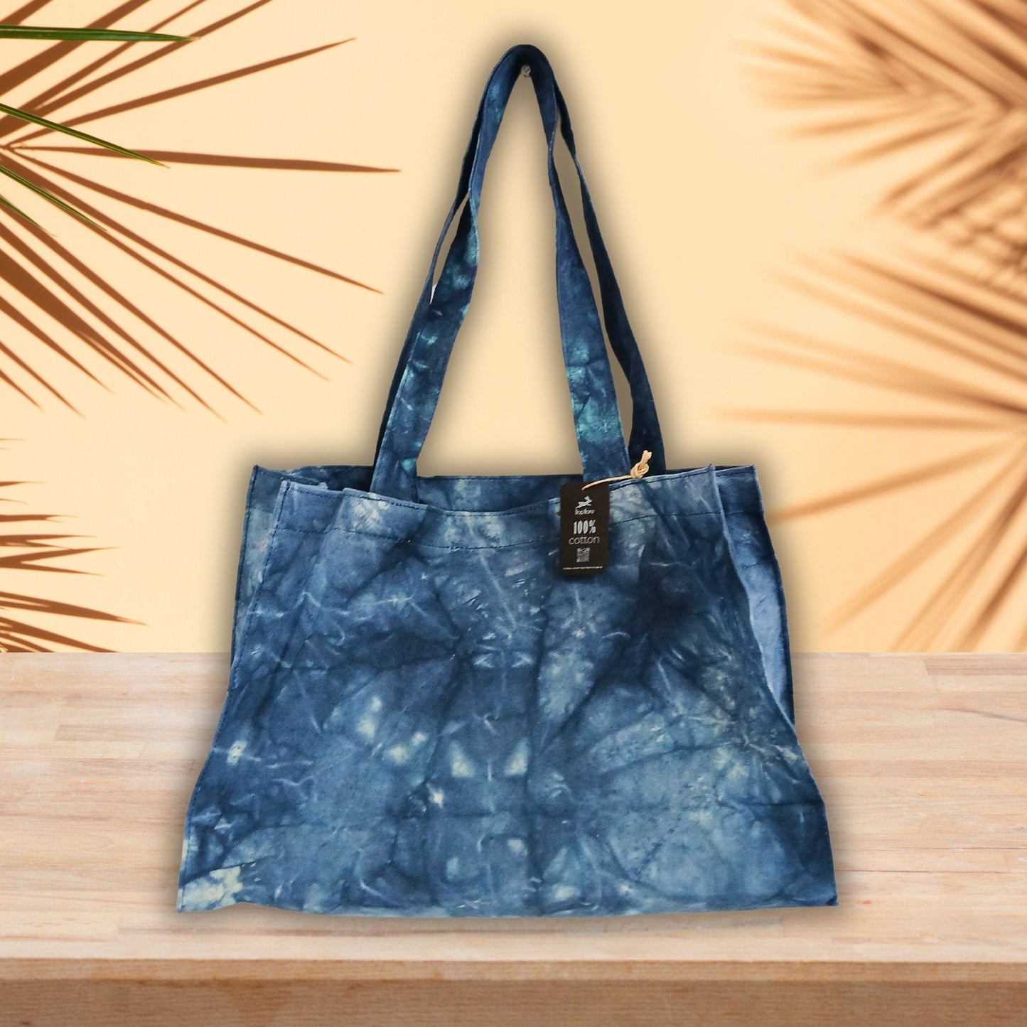 Polished Handy Bag Deep Sea Blue Stonewash Effect featuring natural patterning and unique variations - Positive Faith Hope Love