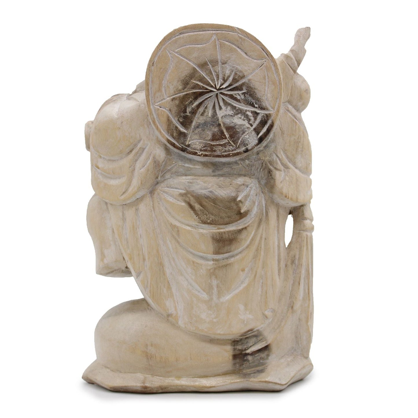 Polished Happy Buddha Bring Wood Whitewash 30Cm featuring natural patterning and unique variations - Positive Faith Hope Love