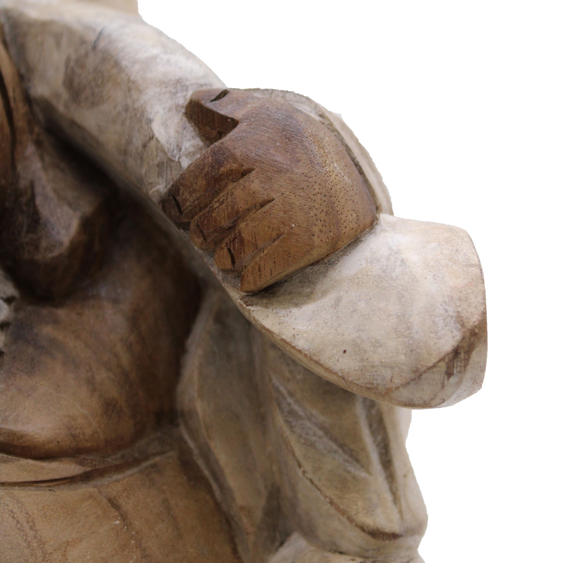 Polished Happy Buddha Bring Wood Whitewash 30Cm featuring natural patterning and unique variations - Positive Faith Hope Love