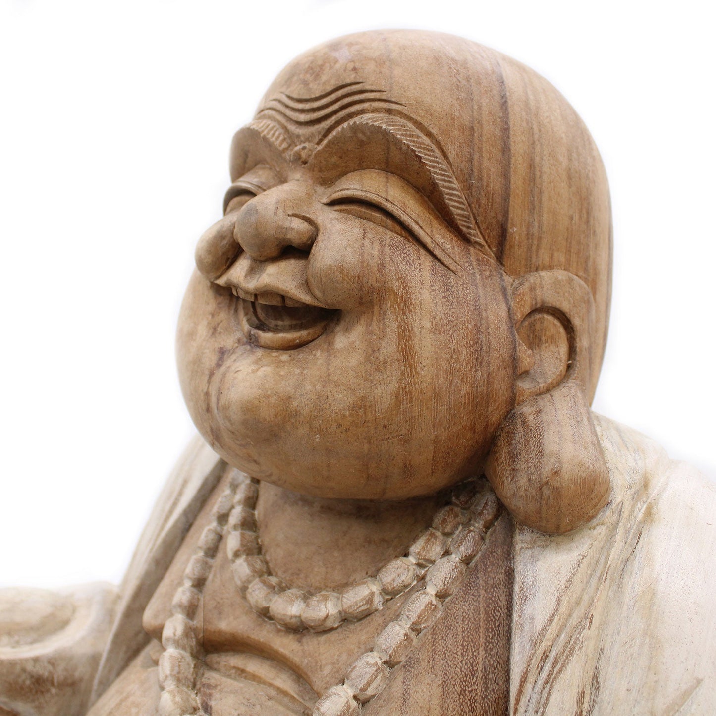 Happy Buddha - Whitewash 50cm - Positive Faith Hope Love