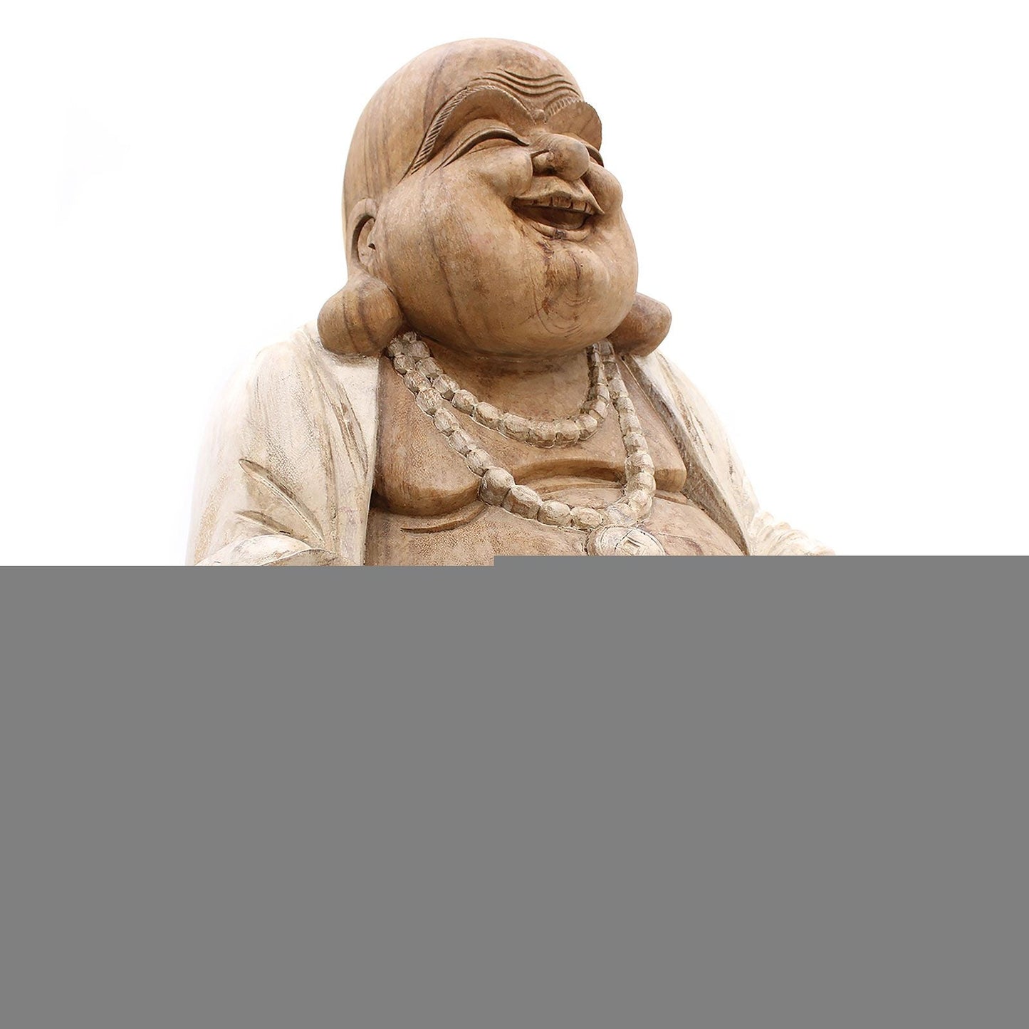 Polished Happy Buddha Whitewash 50Cm featuring natural patterning and unique variations - Positive Faith Hope Love