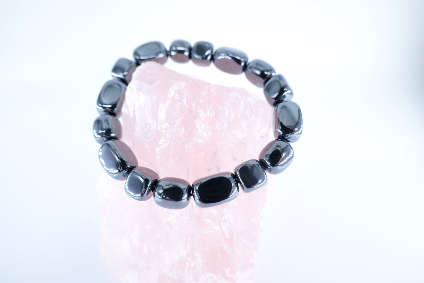 Hematite Tumblestone Bracelet - Positive Faith Hope Love