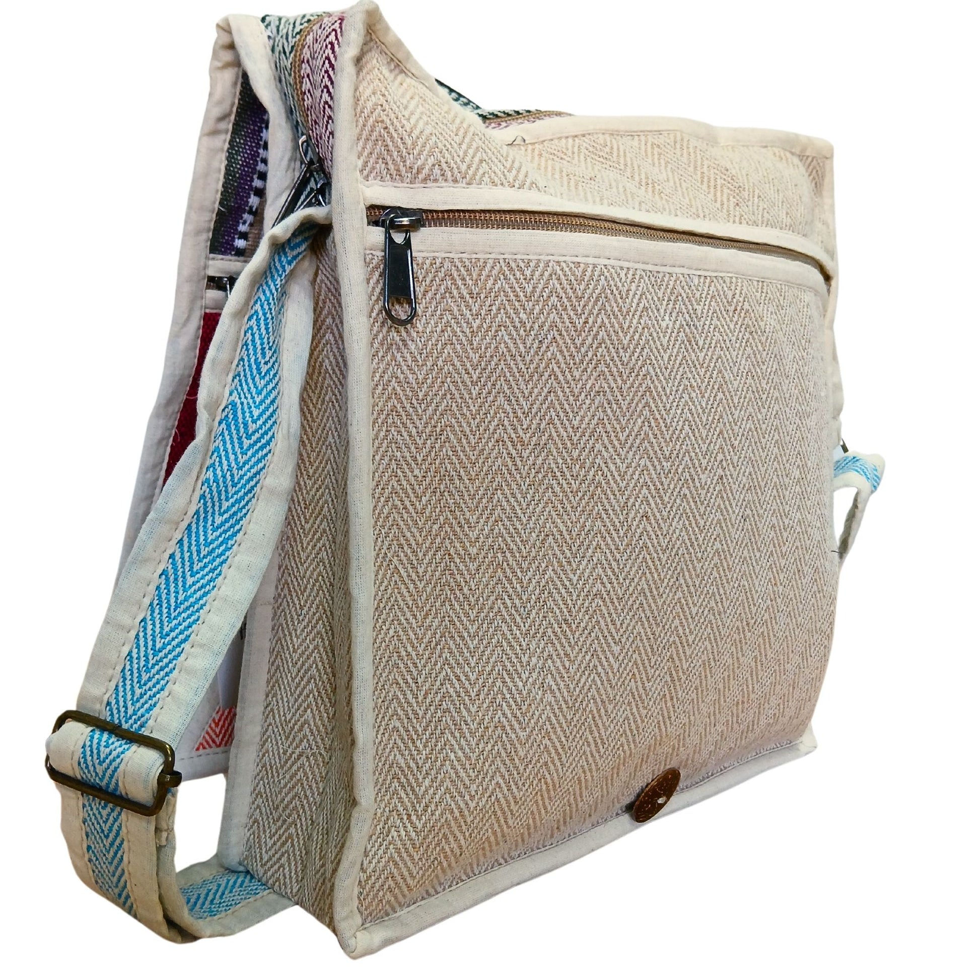 Polished Hemp Laptop Messenger Bag Triangle featuring natural patterning and unique variations - Positive Faith Hope Love