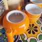 Polished Herbal Orange Teapot Set Pot Four Cups featuring natural patterning and unique variations - Positive Faith Hope Love