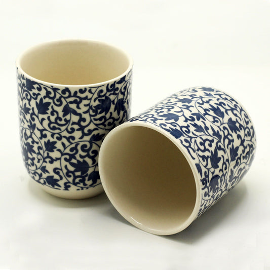 Polished Herbal Tea Cups Blue Pattern featuring natural patterning and unique variations - Positive Faith Hope Love