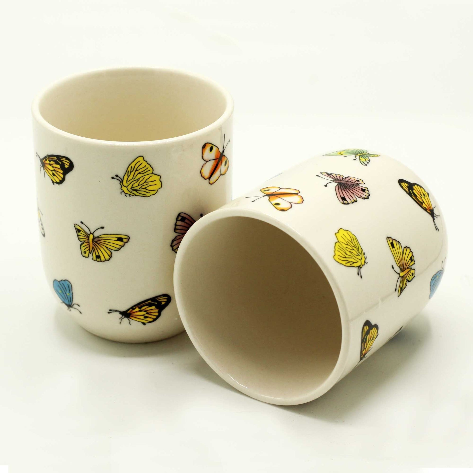 Polished Herbal Tea Cups Butterflies featuring natural patterning and unique variations - Positive Faith Hope Love