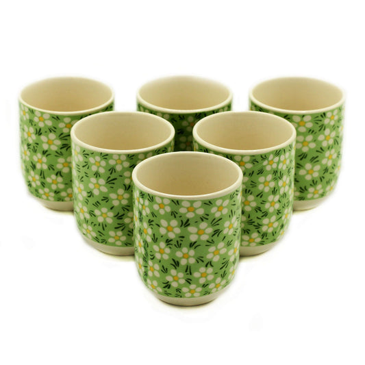 Polished Herbal Tea Cups - Green Daisey featuring natural patterning and unique variations - Positive Faith Hope Love
