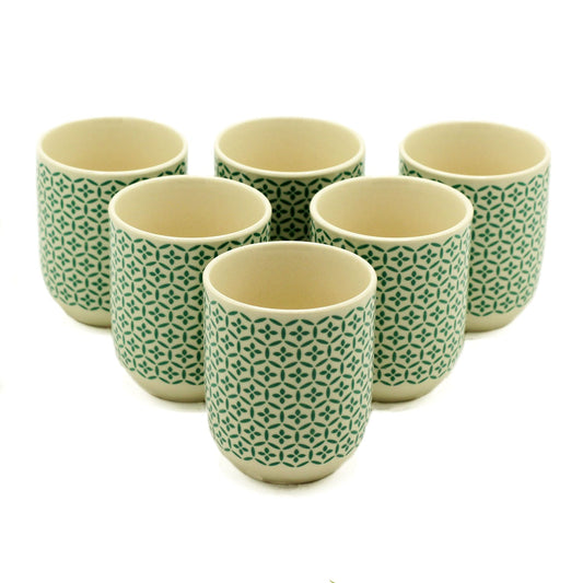 Polished Herbal Tea Cups - Green Mosiac featuring natural patterning and unique variations - Positive Faith Hope Love