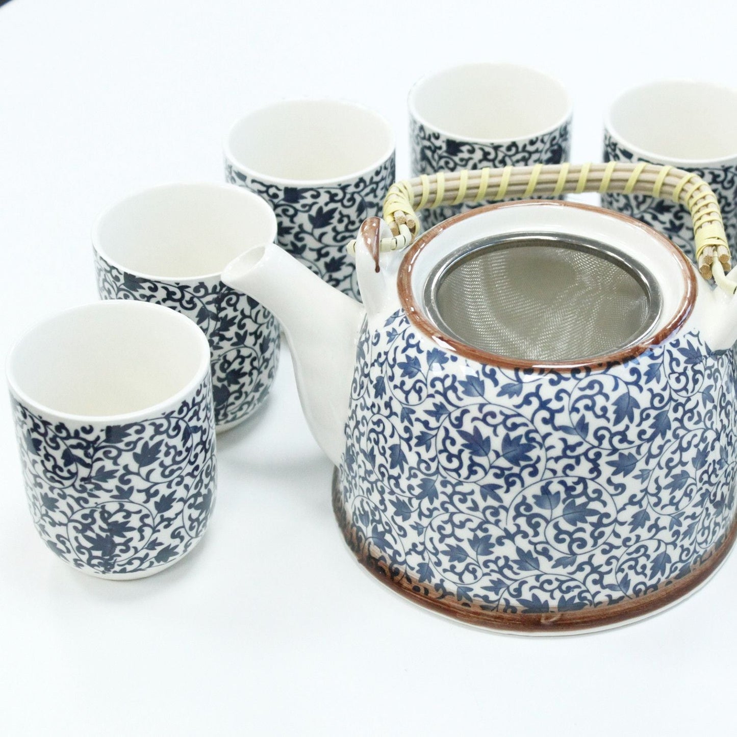 Polished Herbal Teapot Set - Blue Pattern featuring natural patterning and unique variations - Positive Faith Hope Love