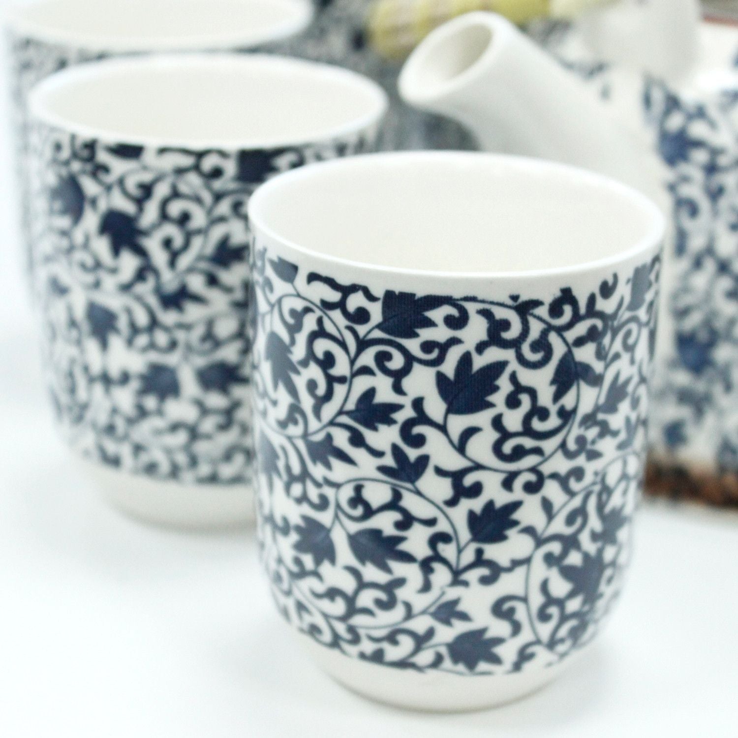 Polished Herbal Teapot Set Blue Pattern featuring natural patterning and unique variations - Positive Faith Hope Love