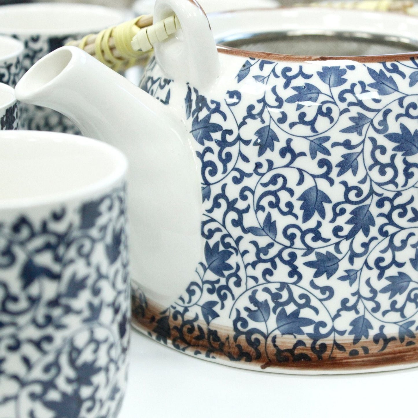 Polished Herbal Teapot Set Blue Pattern featuring natural patterning and unique variations - Positive Faith Hope Love
