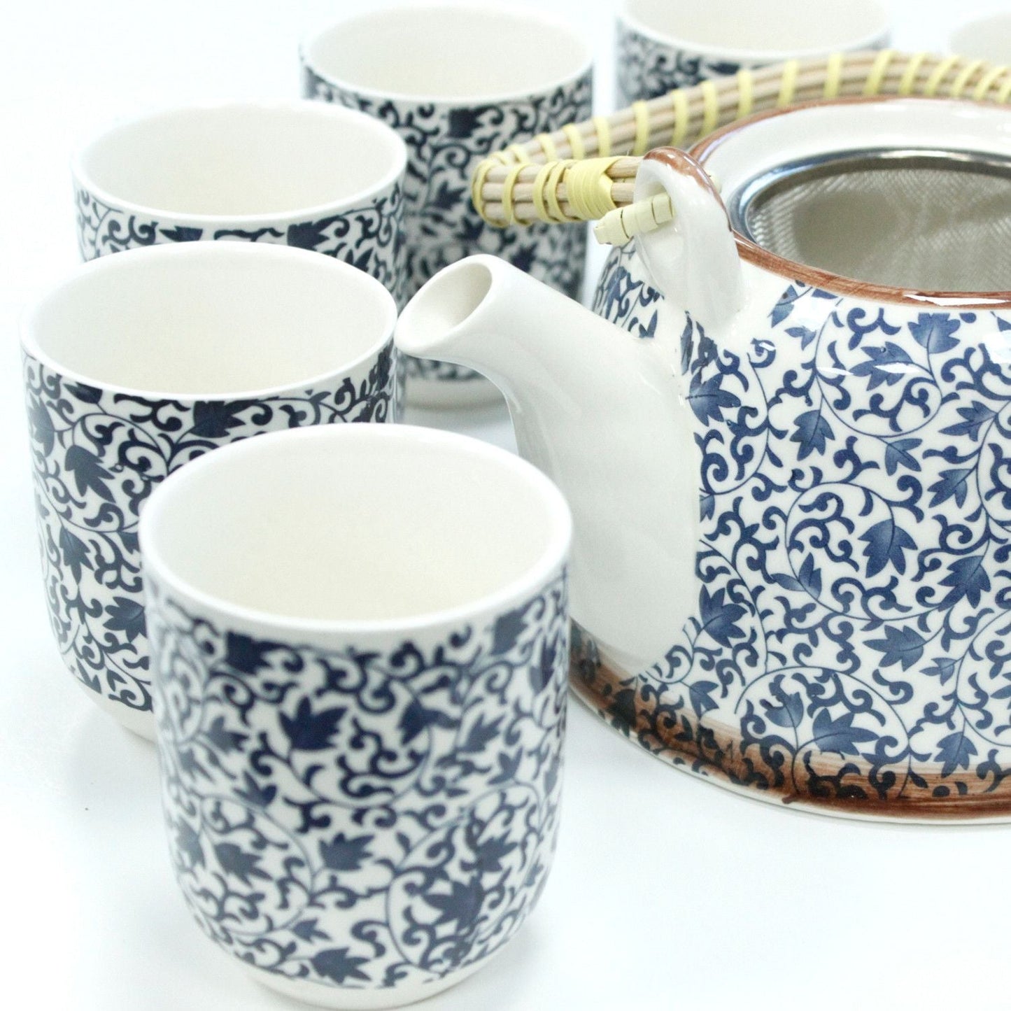 Polished Herbal Teapot Set Blue Pattern featuring natural patterning and unique variations - Positive Faith Hope Love