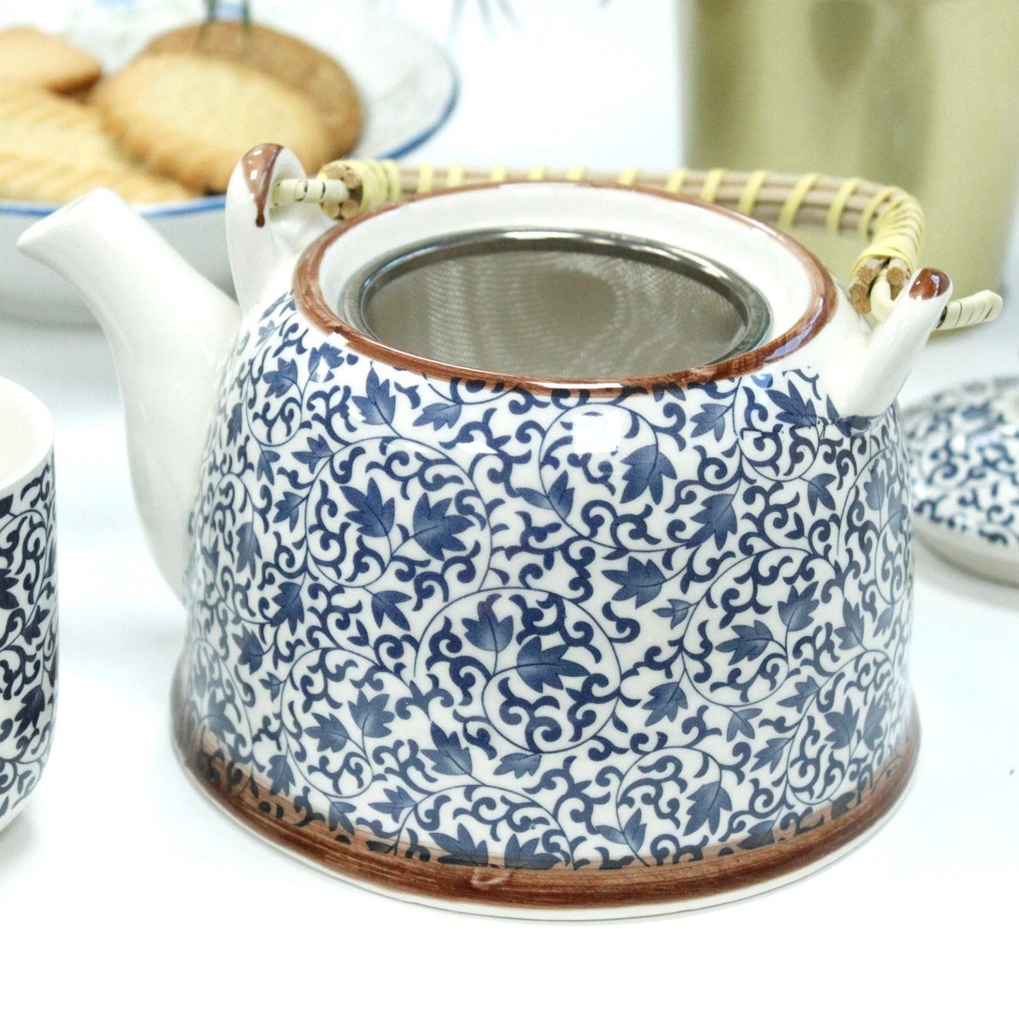 Polished Herbal Teapot Set Blue Pattern featuring natural patterning and unique variations - Positive Faith Hope Love