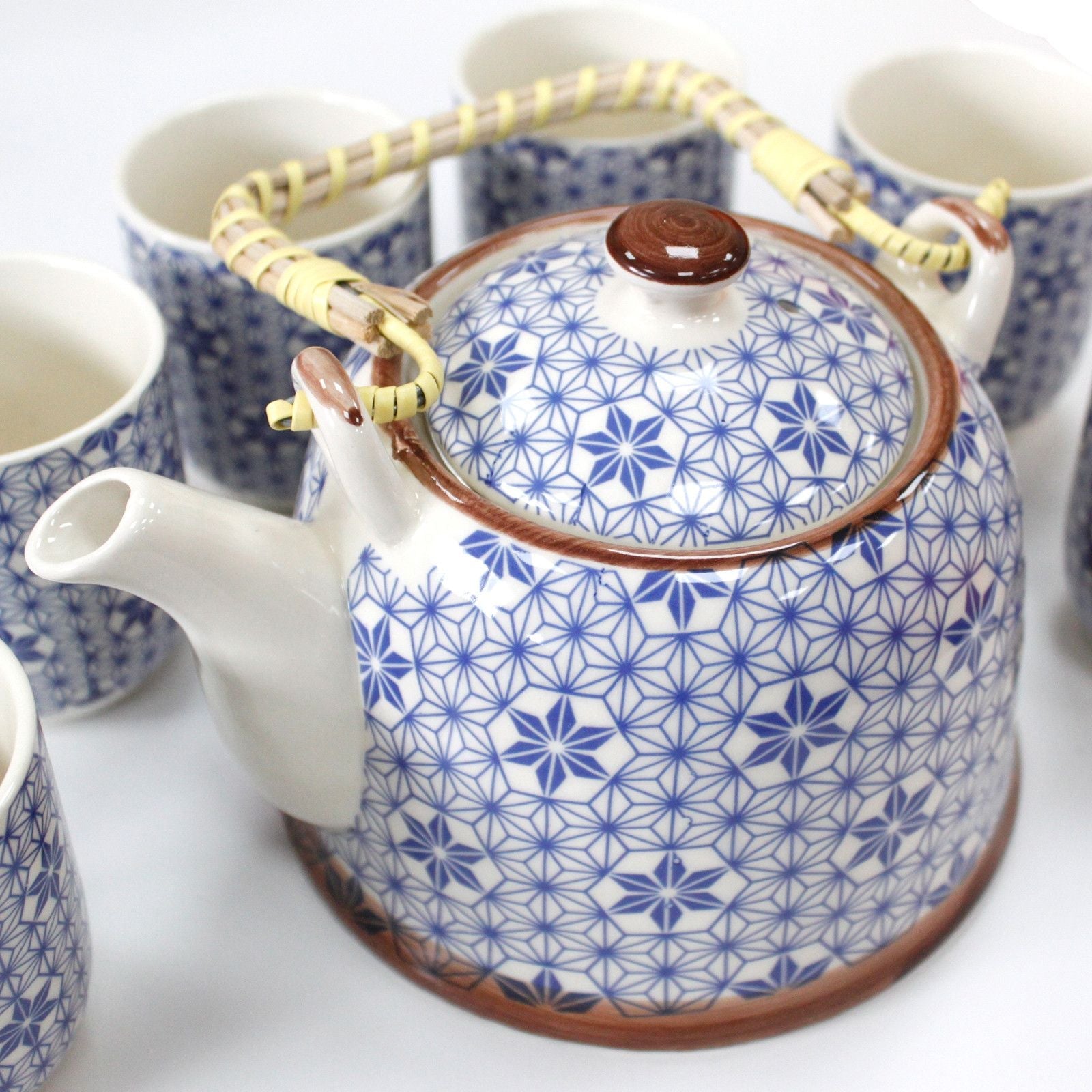 Polished Herbal Teapot Set Blue Star featuring natural patterning and unique variations - Positive Faith Hope Love