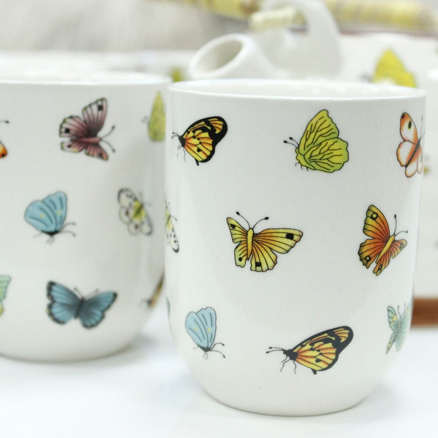 Polished Herbal Teapot Set Butterflies featuring natural patterning and unique variations - Positive Faith Hope Love