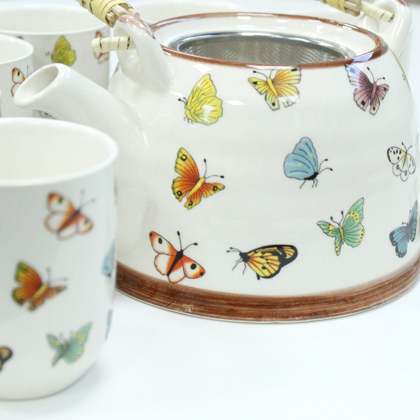 Polished Herbal Teapot Set Butterflies featuring natural patterning and unique variations - Positive Faith Hope Love