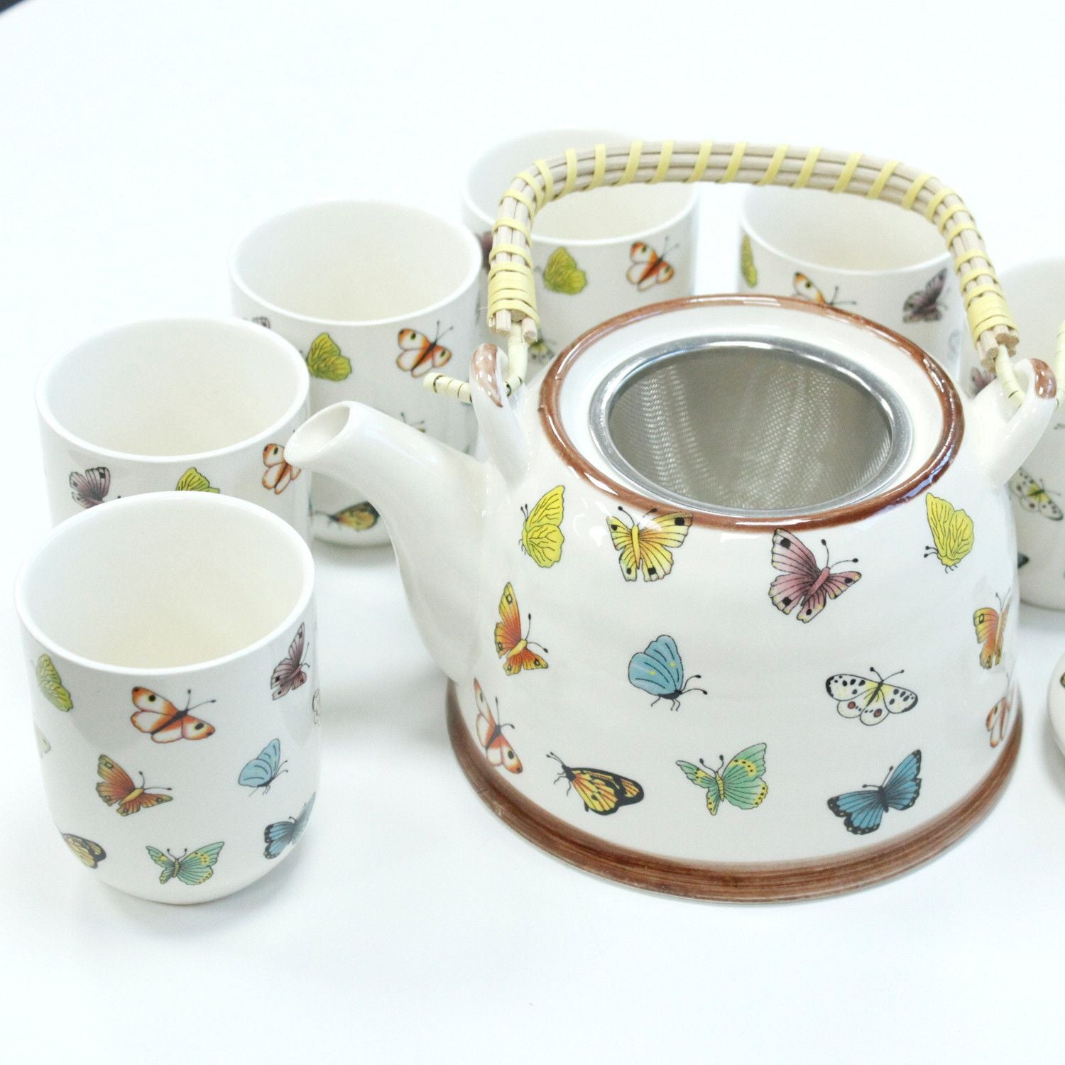 Polished Herbal Teapot Set - Butterflies featuring natural patterning and unique variations - Positive Faith Hope Love