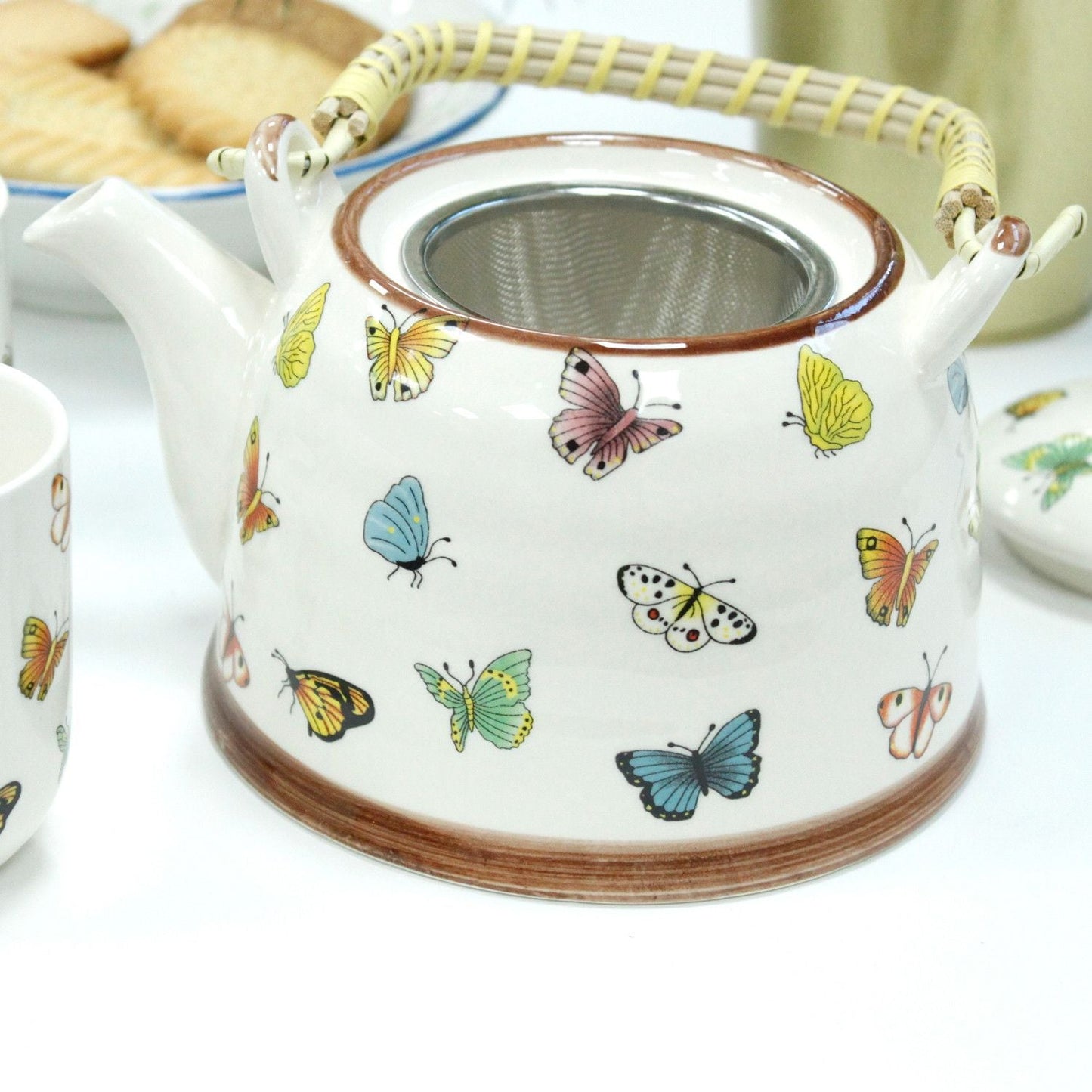 Polished Herbal Teapot Set Butterflies featuring natural patterning and unique variations - Positive Faith Hope Love