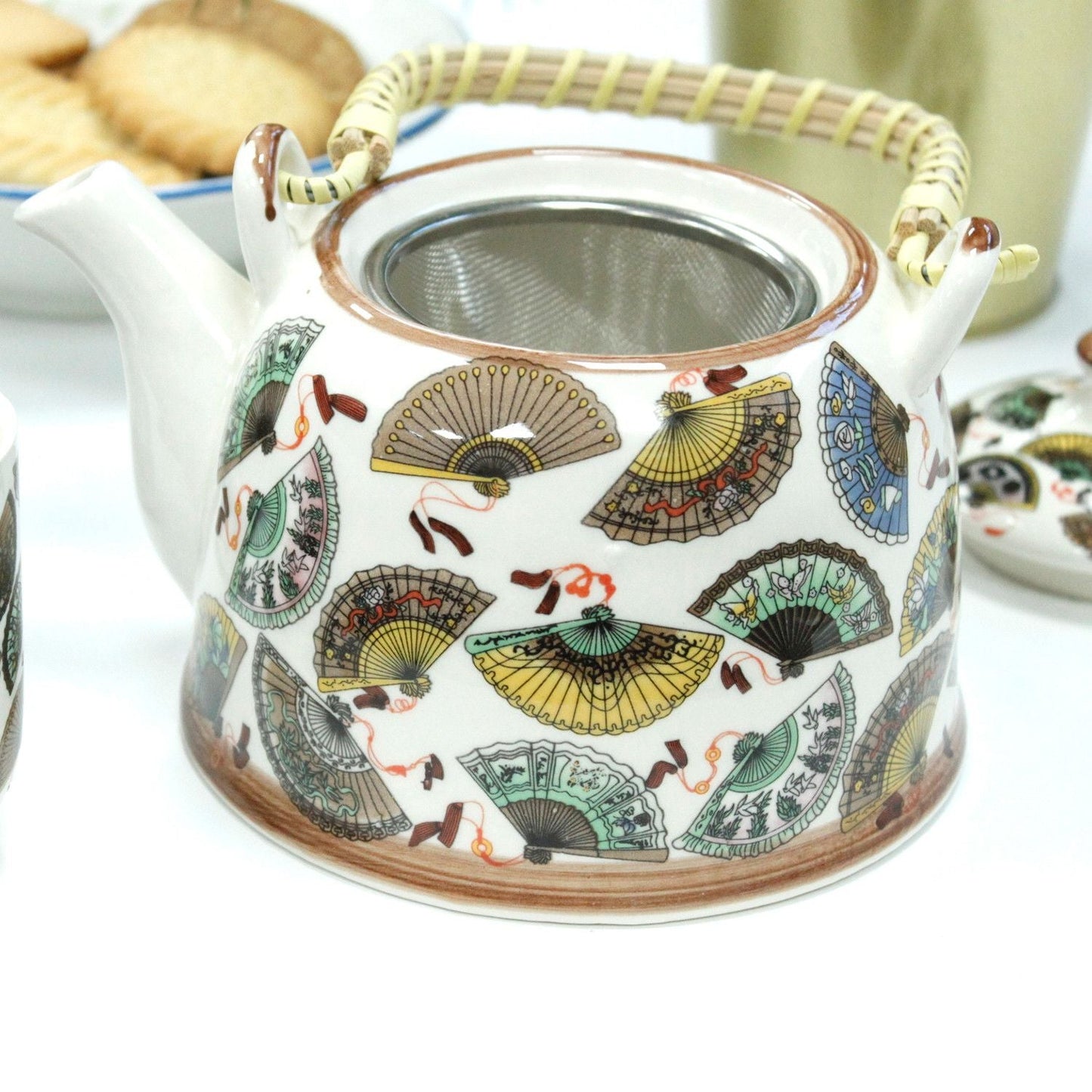 Polished Herbal Teapot Set China Fans featuring natural patterning and unique variations - Positive Faith Hope Love