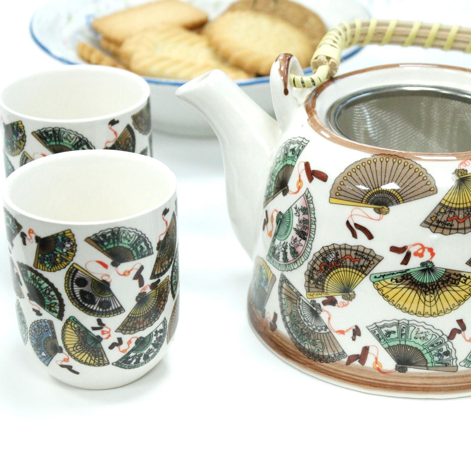 Polished Herbal Teapot Set China Fans featuring natural patterning and unique variations - Positive Faith Hope Love