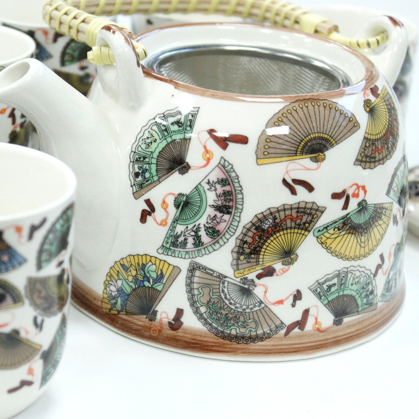 Polished Herbal Teapot Set China Fans featuring natural patterning and unique variations - Positive Faith Hope Love