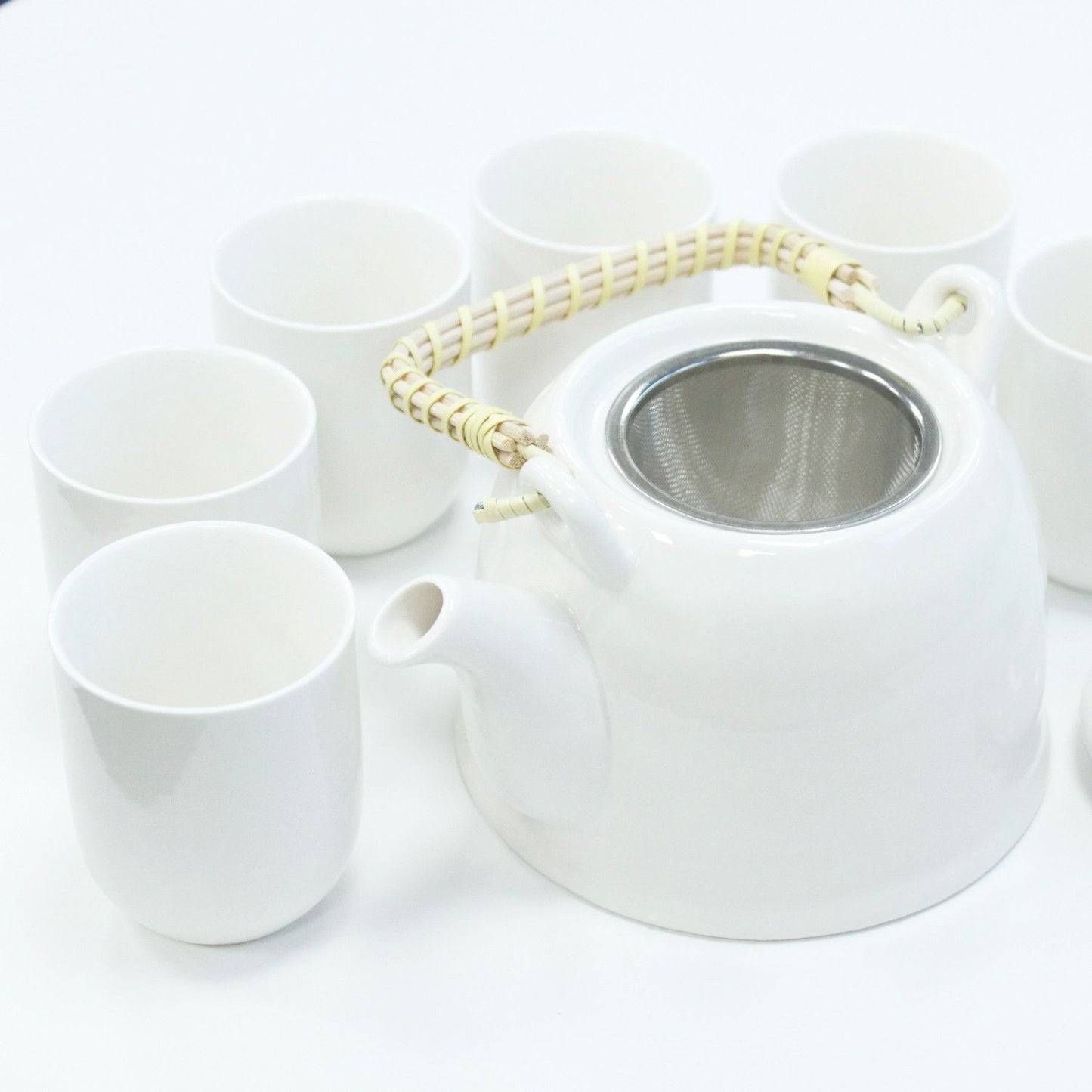 Polished Herbal Teapot Set - Classic White featuring natural patterning and unique variations - Positive Faith Hope Love