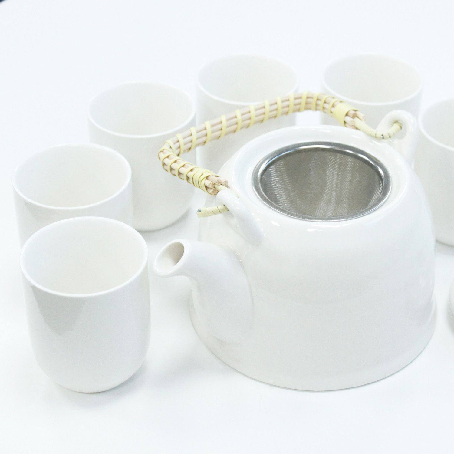 Polished Herbal Teapot Set - Classic White featuring natural patterning and unique variations - Positive Faith Hope Love
