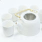 Polished Herbal Teapot Set - Classic White featuring natural patterning and unique variations - Positive Faith Hope Love