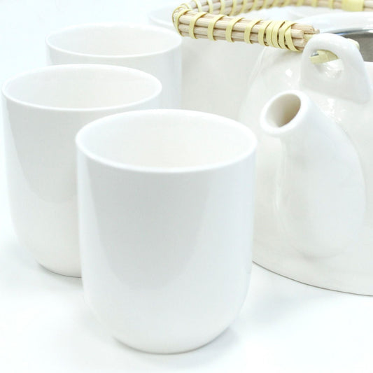 Polished Herbal Teapot Set Classic White featuring natural patterning and unique variations - Positive Faith Hope Love