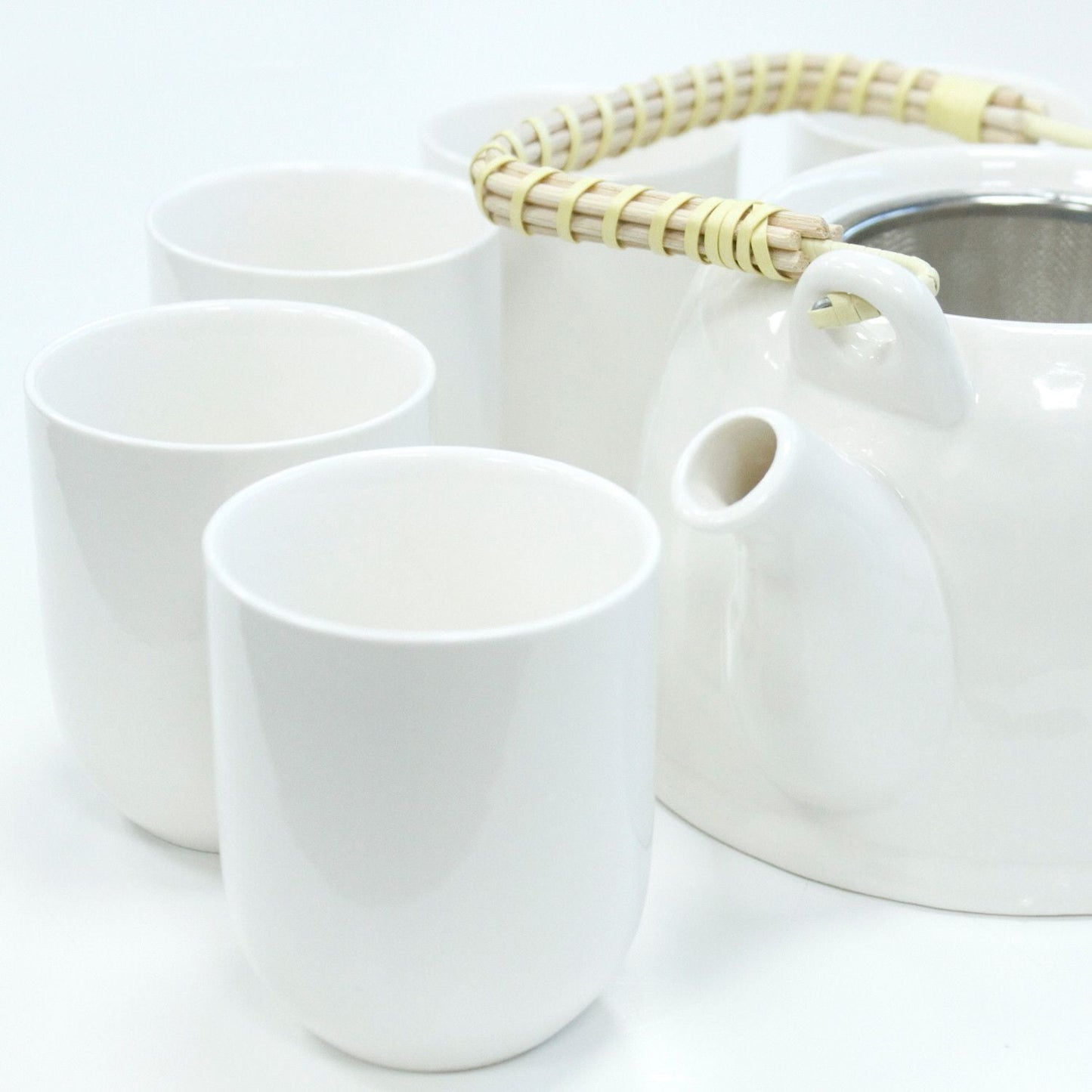 Polished Herbal Teapot Set Classic White featuring natural patterning and unique variations - Positive Faith Hope Love