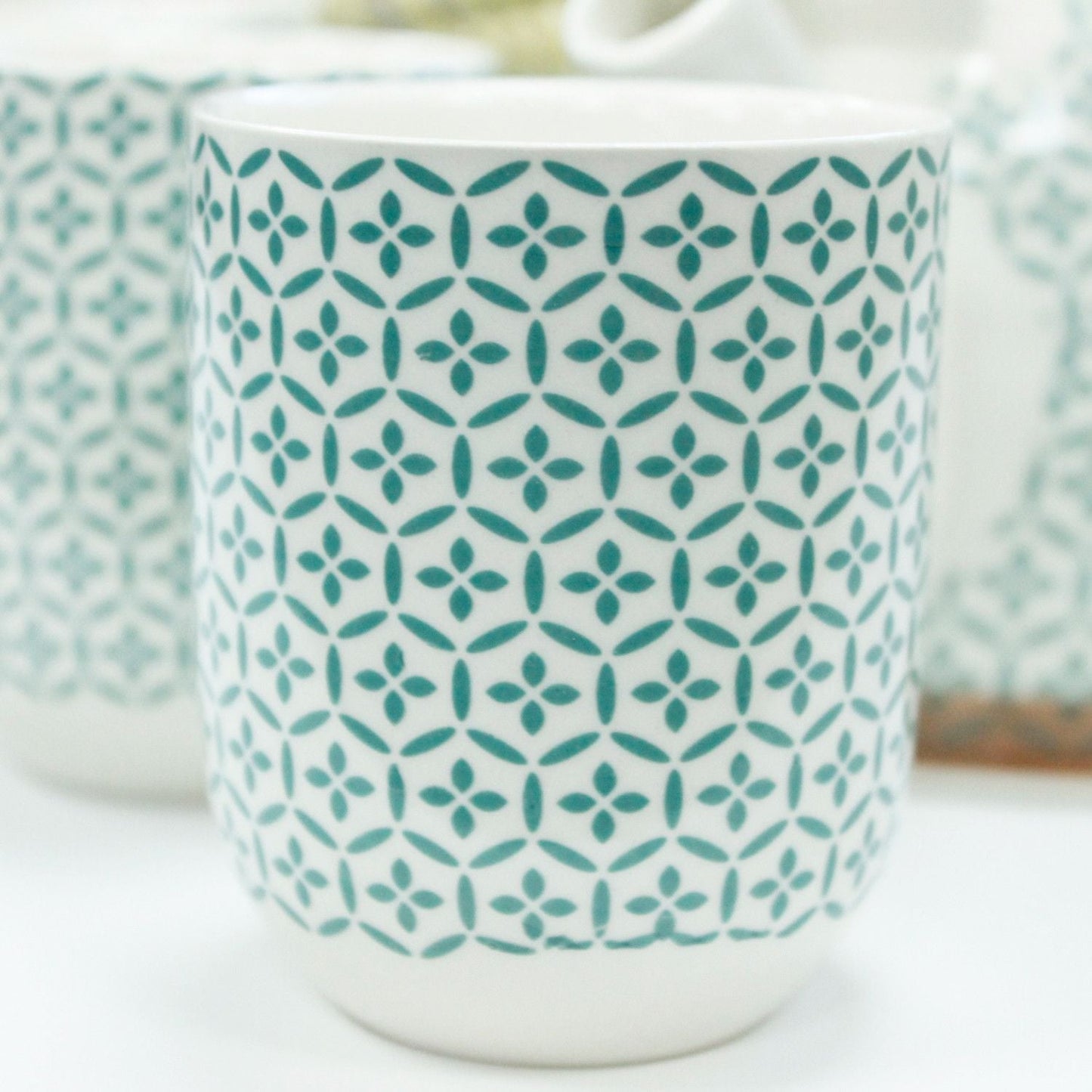 Polished Herbal Teapot Set Green Mosaic featuring natural patterning and unique variations - Positive Faith Hope Love
