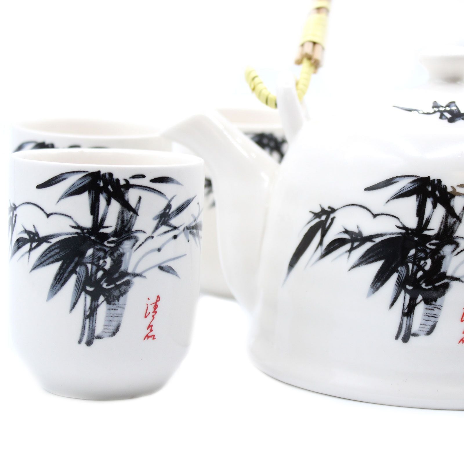 Polished Herbal Teapot Set White Stone Oriental featuring natural patterning and unique variations - Positive Faith Hope Love