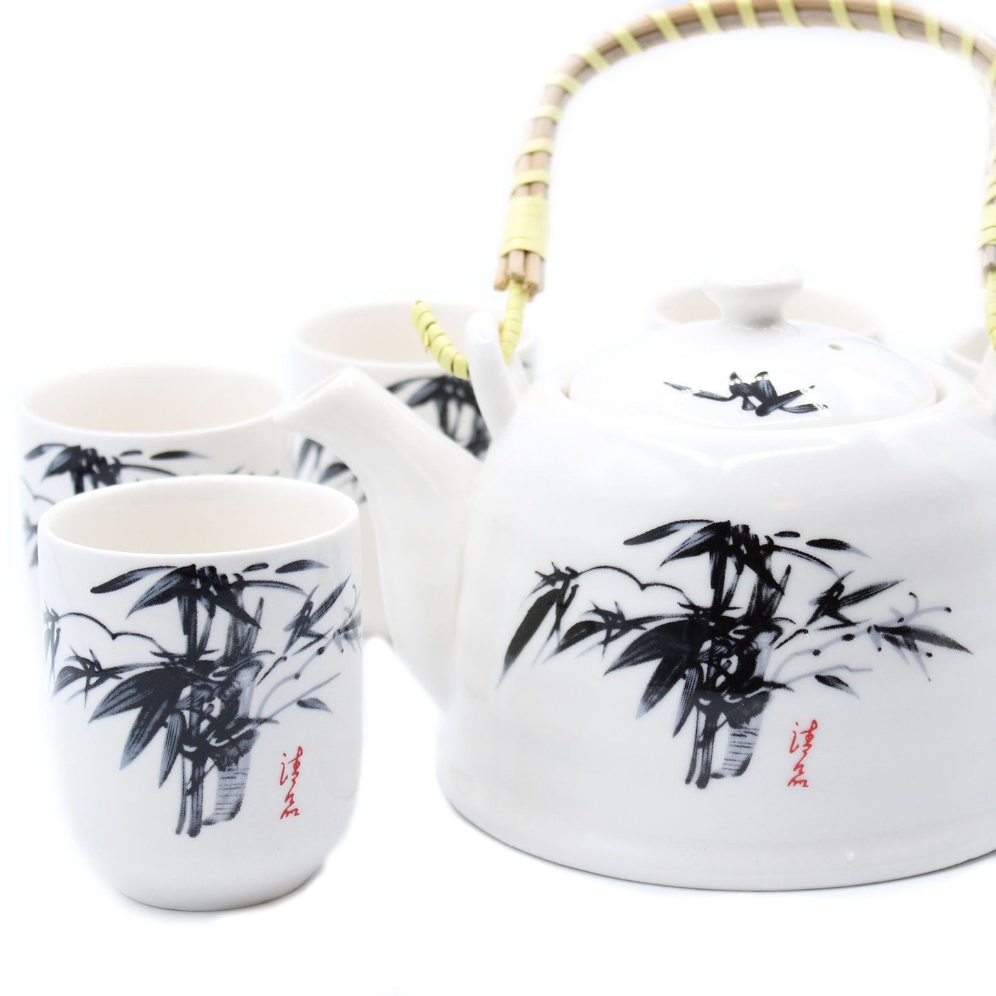 Polished Herbal Teapot Set White Stone Oriental featuring natural patterning and unique variations - Positive Faith Hope Love