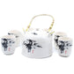 Polished Herbal Teapot Set - White Stone Oriental featuring natural patterning and unique variations - Positive Faith Hope Love