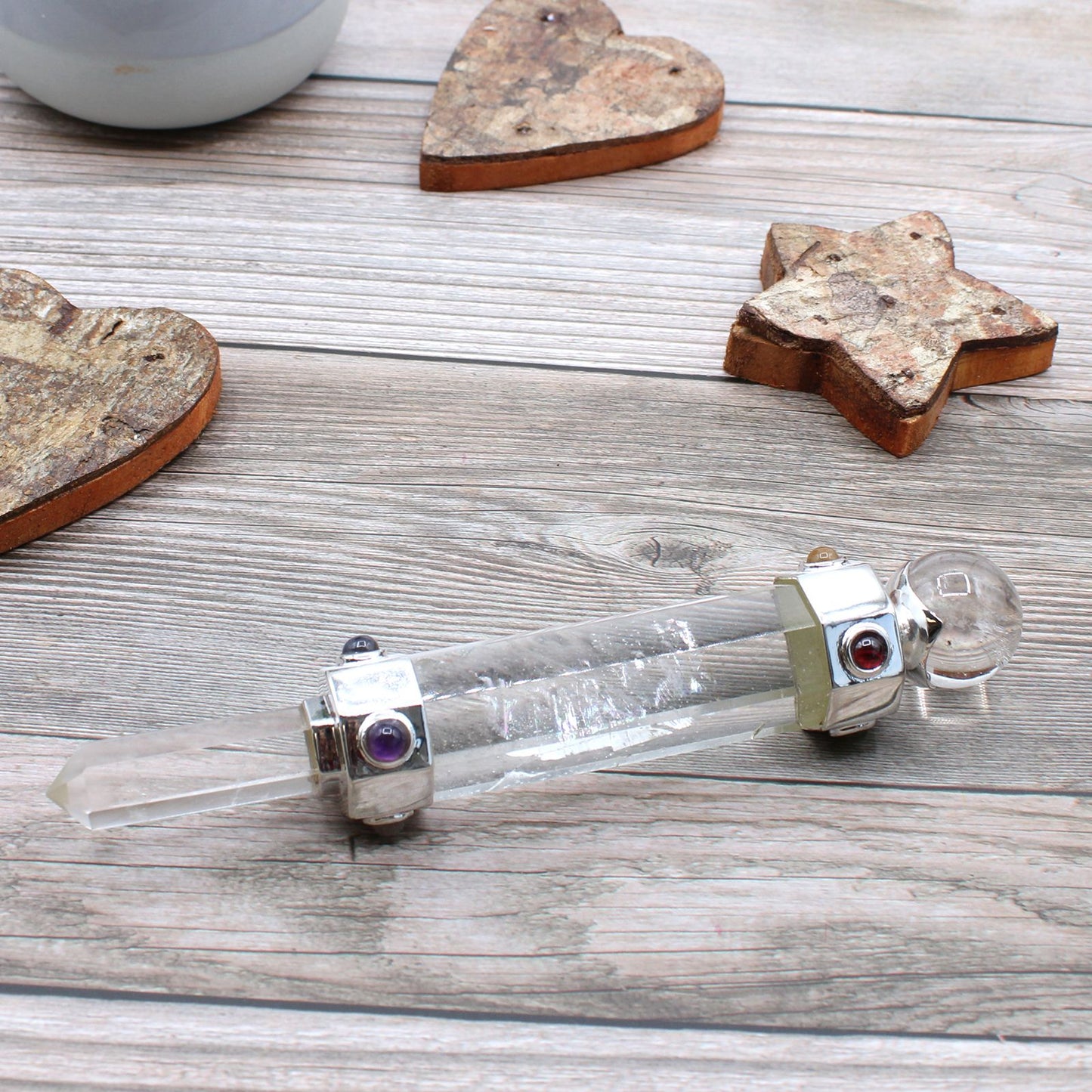 Polished Hexagonal Crystal Healing Wand 12Cm Rock Quartz featuring natural patterning and unique variations - Positive Faith Hope Love
