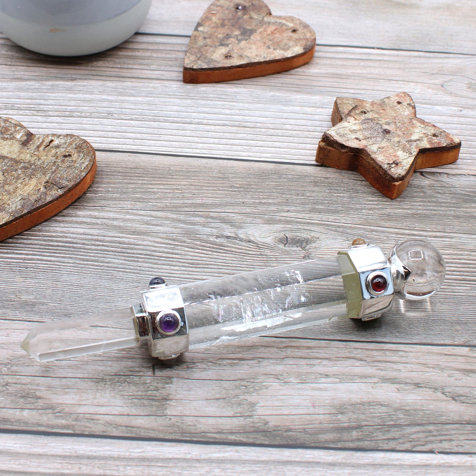 Polished Hexagonal Crystal Healing Wand 12Cm Rock Quartz featuring natural patterning and unique variations - Positive Faith Hope Love